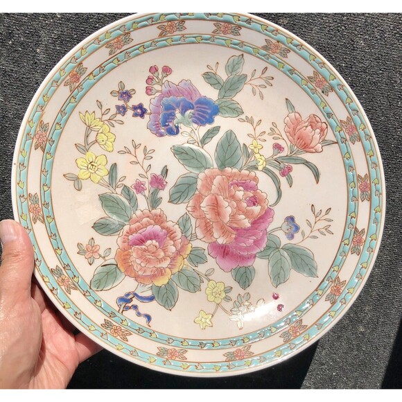 Decorative Plates Vintage FLOWERS Roses Made in China Porcelain Round 10 inch - Picture 3 of 7